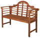 Lutyens 51.2" 3-Seat Arched Acacia Wood Outdoor Garden Patio Bench