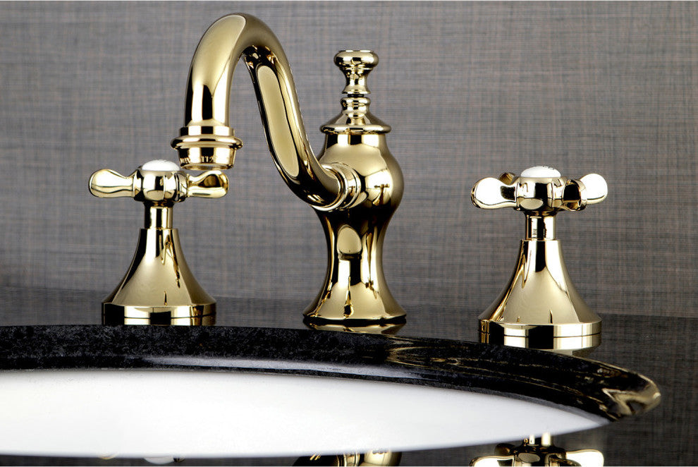 Widespread Bathroom Faucet, Brass Pop-Up, Polished Brass