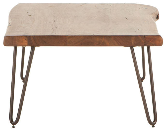 Grandby Acacia Wood Live Edge Coffee Table in Walnut Finish