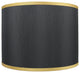 Black with Gold Trim Faux Silk Classic Drum Lampshade, 14"x14"x10"