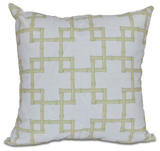 Bamboo 2, Geometric Print Pillow, Green, 18"x18"