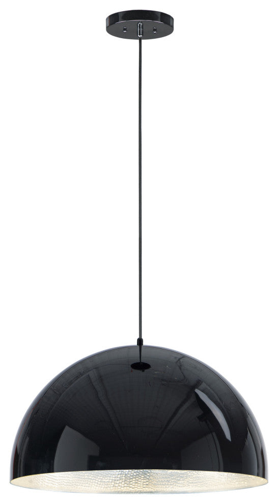 ET2 E24904 Hemisphere 24"W LED Pendant - Gloss Black / Aluminum