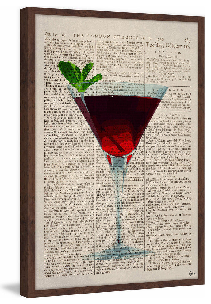 "Strawberry Cocktail" Framed Painting Print, 16"x24"