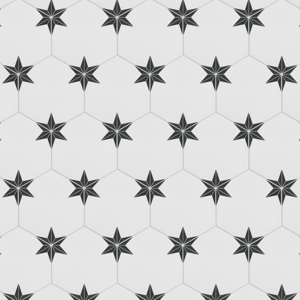 Stella Hex Nero Porcelain Floor and Wall Tile