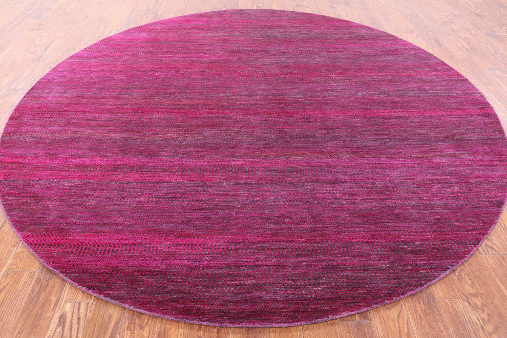 10' Round Wool and Silk Hand Knotted Super Savannah Gabbeh Rug Q8635
