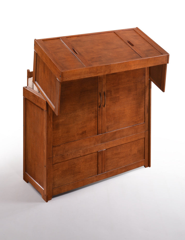 Murphy Cube Cabinet Bed With Mattress, Cherry, Twin, Pre-Assembled