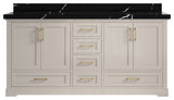 Boston 72" Double Sink Bath Vanity in Fine Grain 2" Calacatta Black