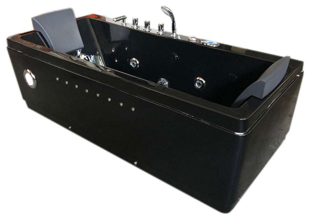 Whirlpool Bathtub Black 70"x33" Hot Tub Double Pump 2 Persons, Marylin