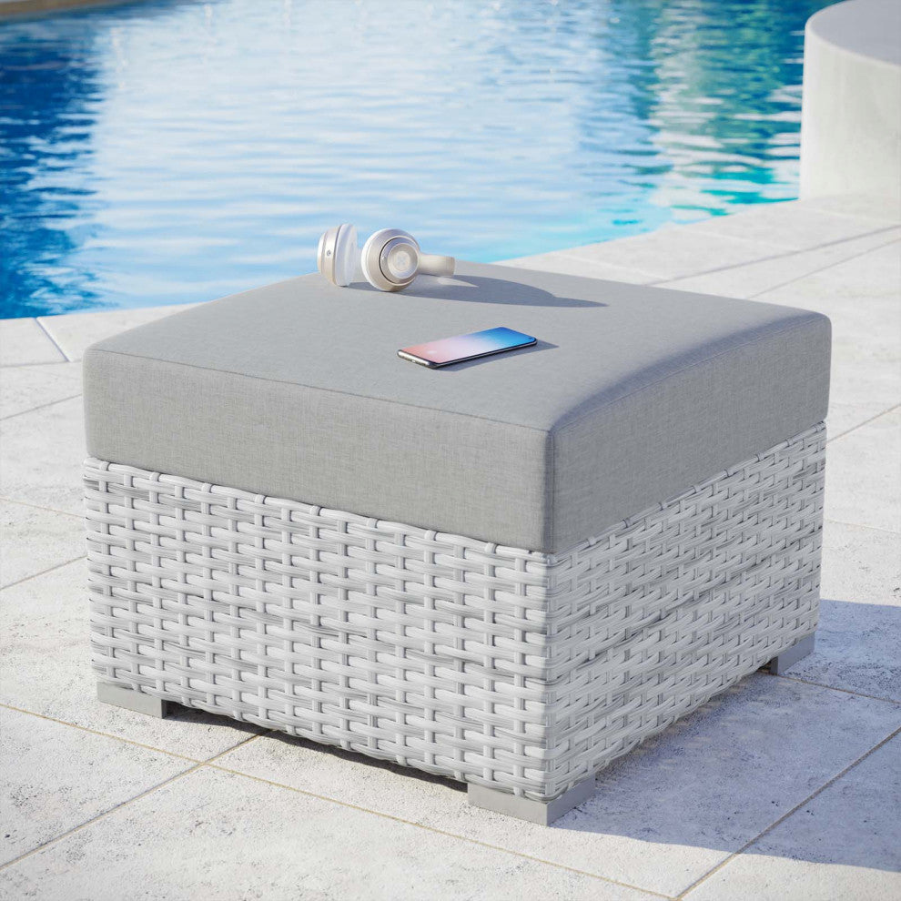 Convene Outdoor Patio Ottoman Light Gray Gray