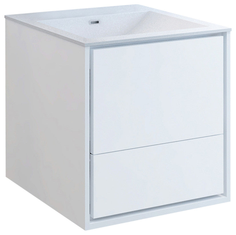 Fresca Catania 24" Gloss White Wall Hung Cabinet With Integrated Sink