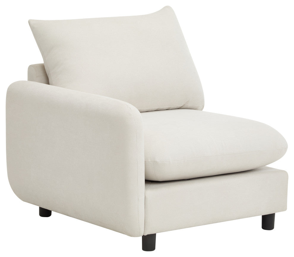 GDF Studio Upholstered Modular Sectional Sofa Set, White Sand, 4 Seater With Ottoman