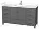 60" Single Bathroom Vanity, Dark Gray, White Cultured Marble Countertop, Sink