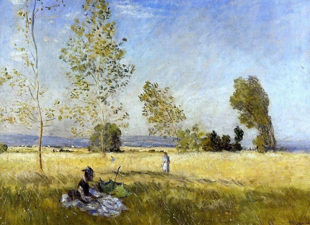 Claude Oscar Monet Meadow at Bezons, 18"x27" Wall Decal Print