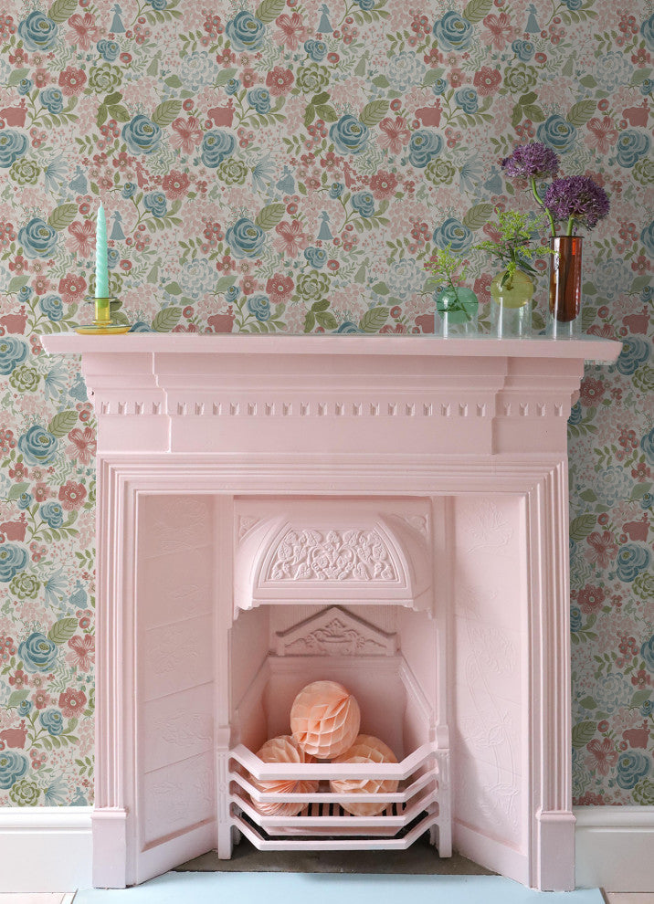 Disney Princess Blush Watercolor Floral Peel and Stick Wallpaper