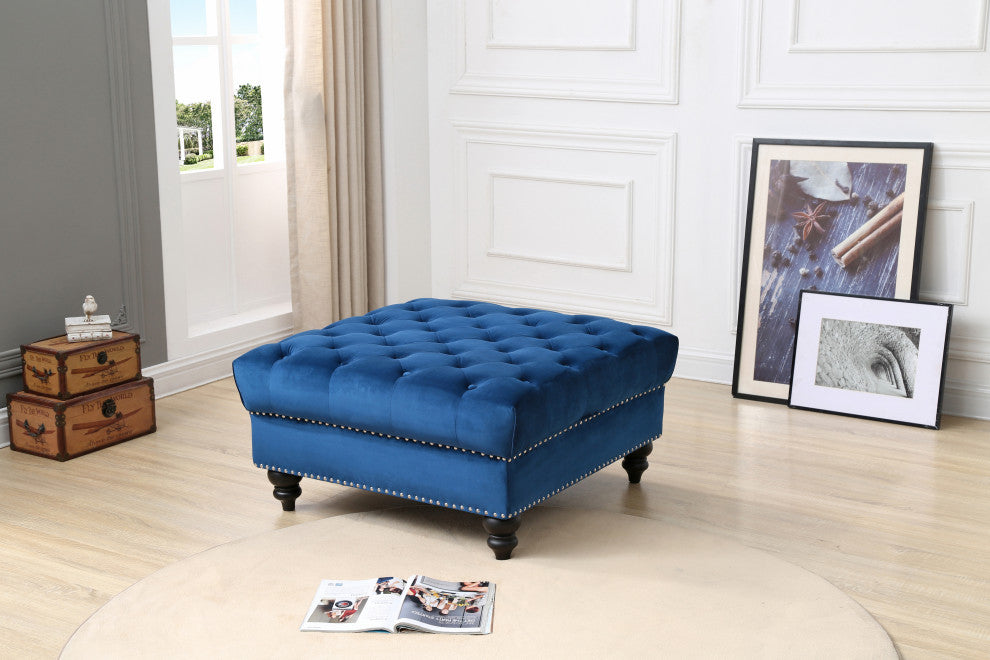 Nola Ottoman, Navy Blue