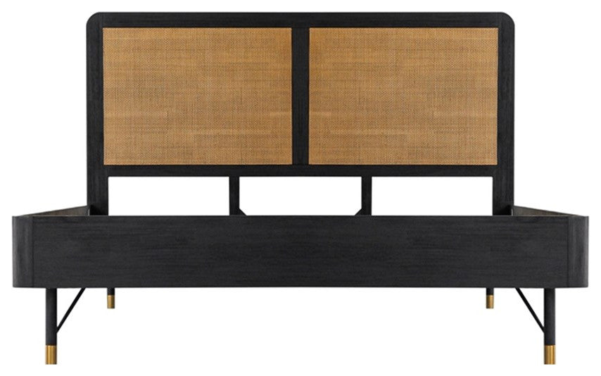 Armen Living Saratoga Modern Wood King Platform Frame Bed in Black