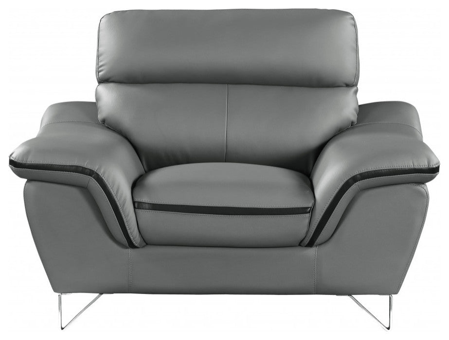 108" Charming Gray Leather Sofa Set