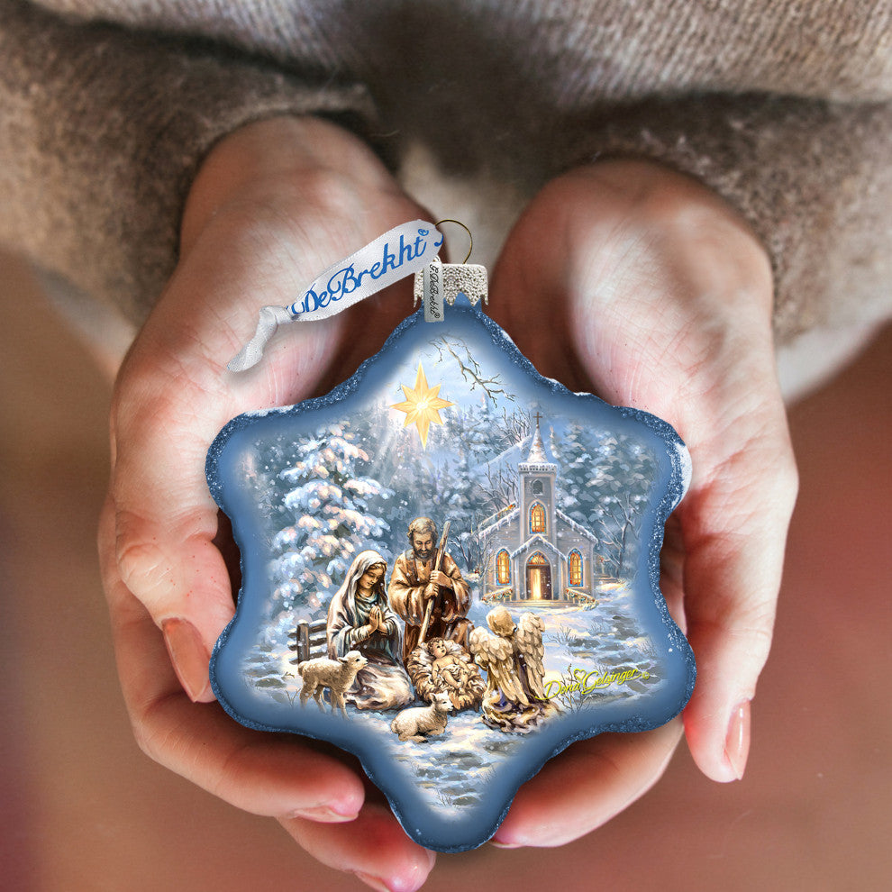 Nativity at the Chapel Glass Ornament