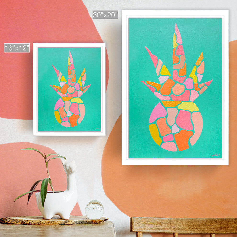 Paradise Pineapple Framed Canvas Tropical Wall Art