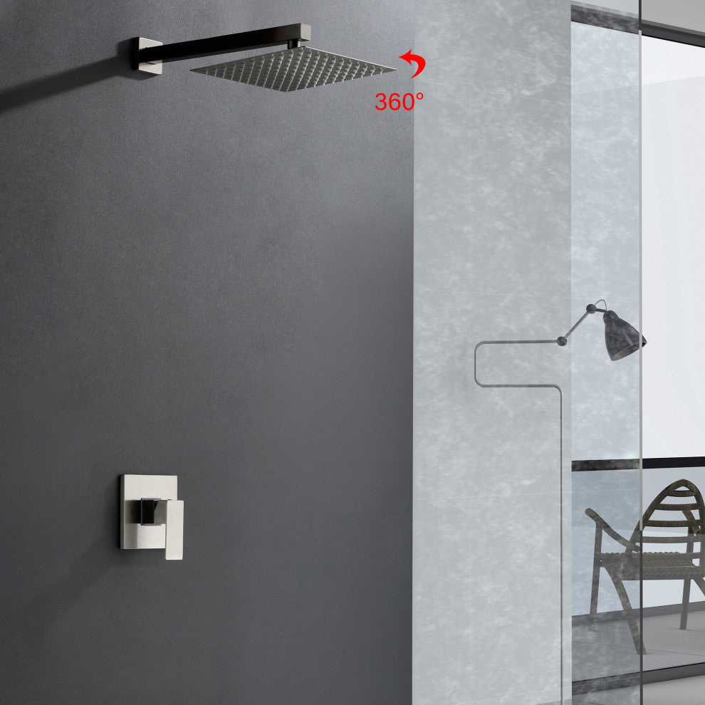 Givingtree Shower System, Bathroom 10 Inches Rain With Shower Set,Brushed Nickel