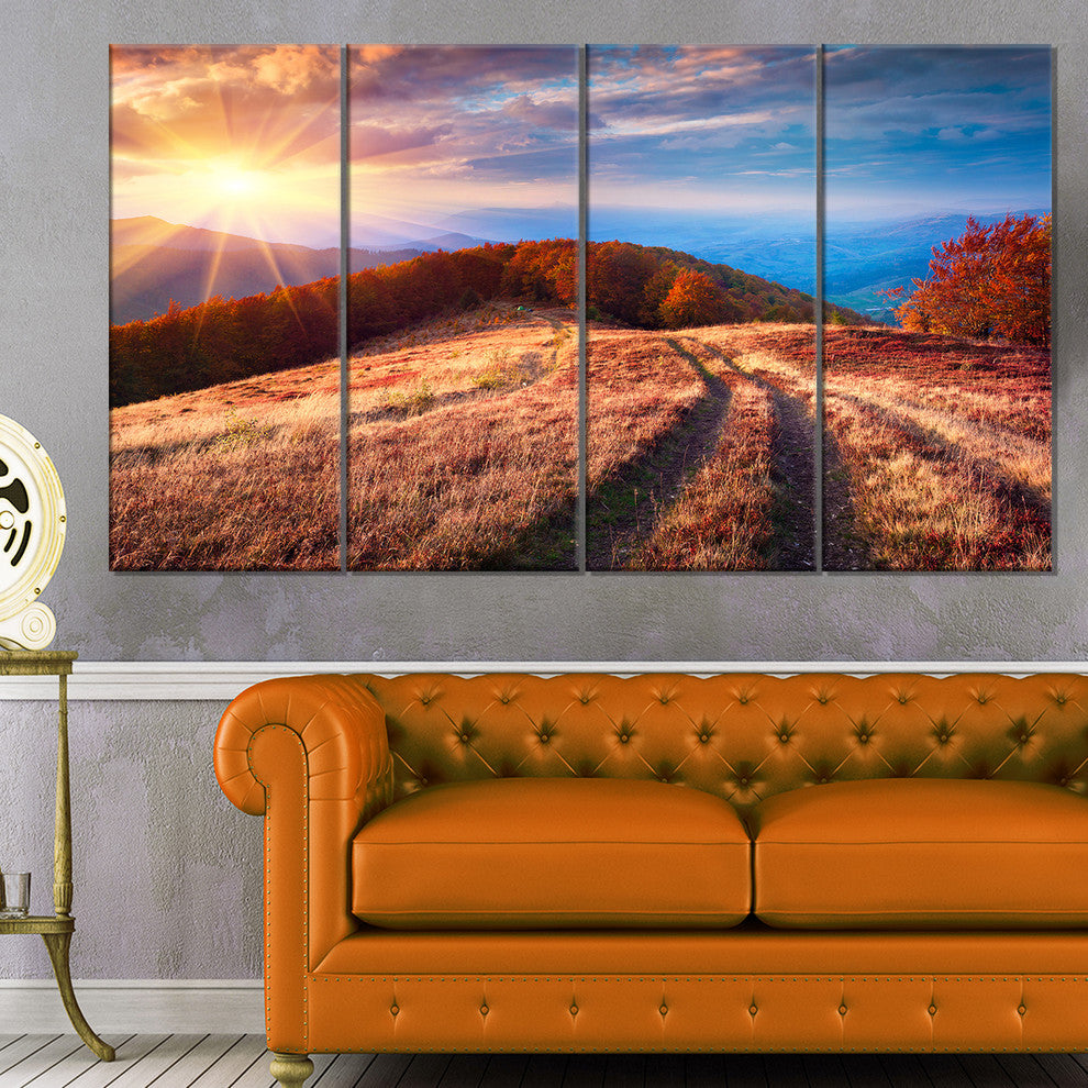 Beautiful Carpathian Mountains, Landscape Canvas Art Print, 48"x28", 4 Panels