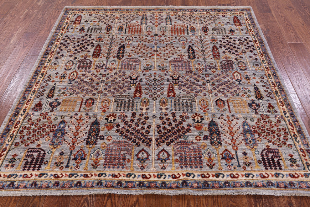 6' Square Persian Ziegler Handmade Wool Rug - Q12885