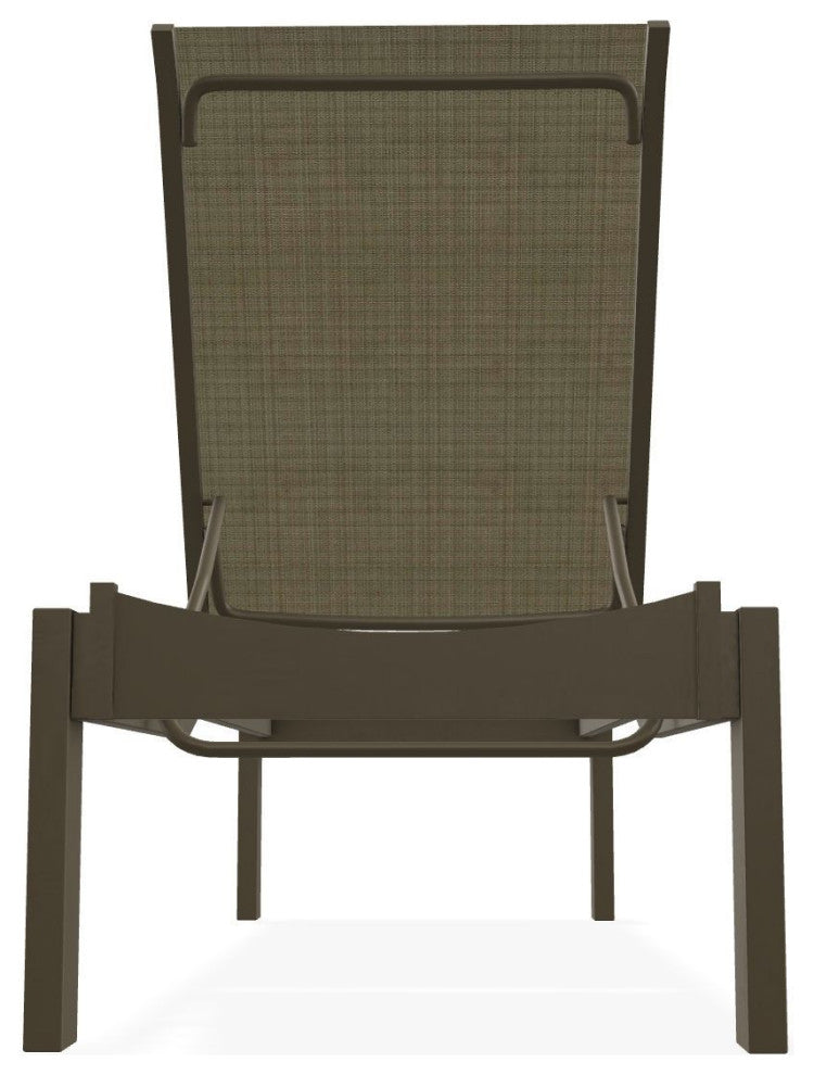 Leeward Sling Stackable Outdoor Chaise Lounge, Elevation Stone/Beachwood