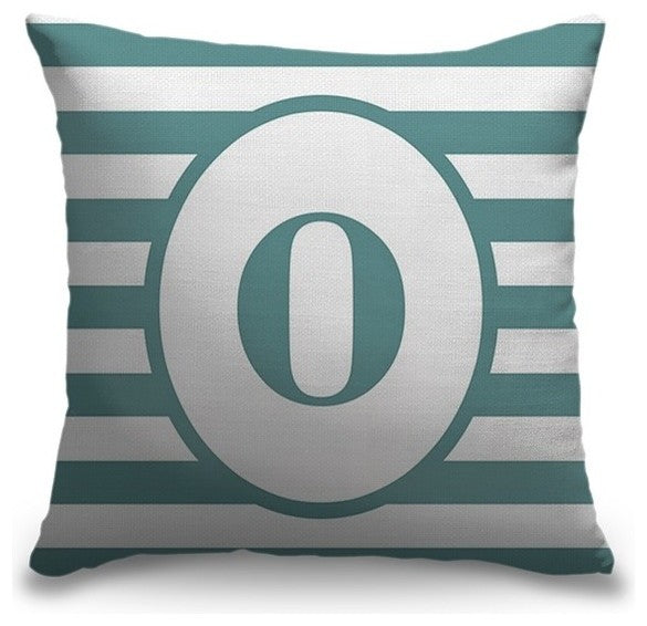 "Letter O - Striped Oval" Outdoor Pillow 20"x20"