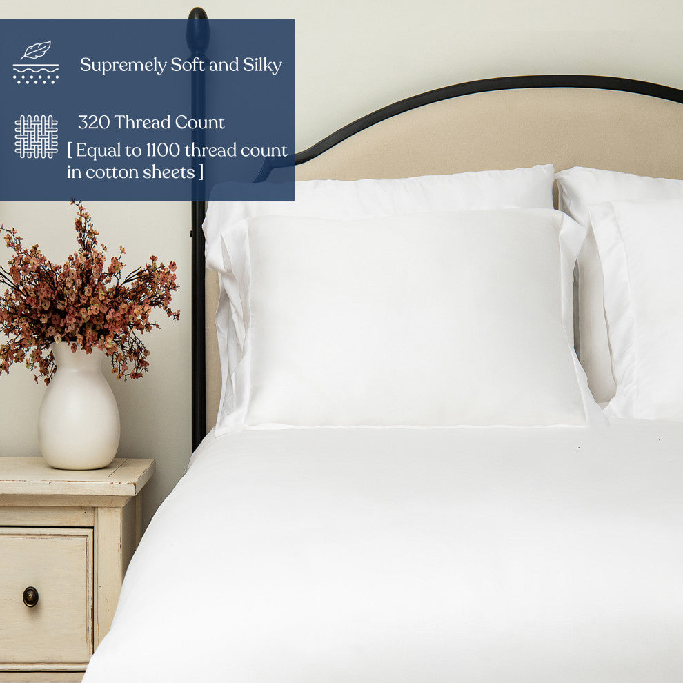 Delara 100% Eucalyptus Lyocell Tencel Euro Sham Set of 2, 26"x26", White