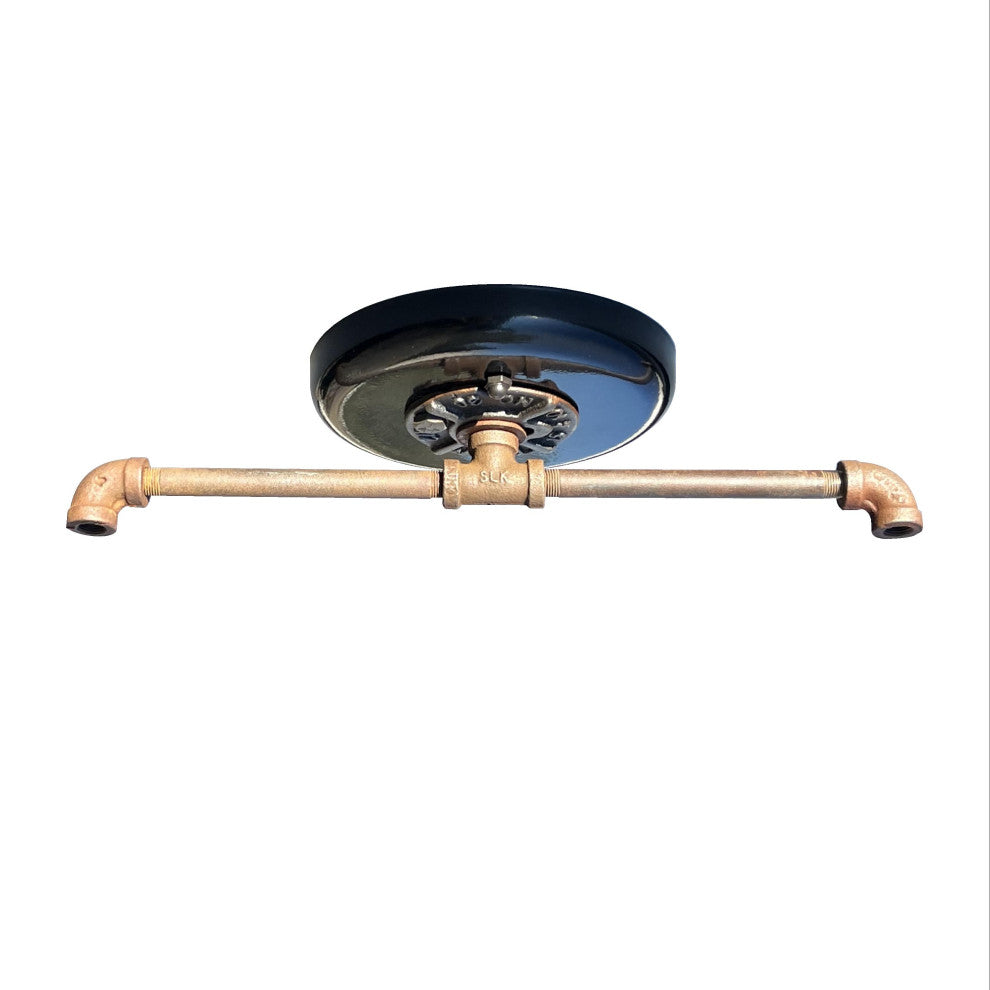 Insulator Light 7" Rusted Metal Hood Ceiling Light, Blue/Green