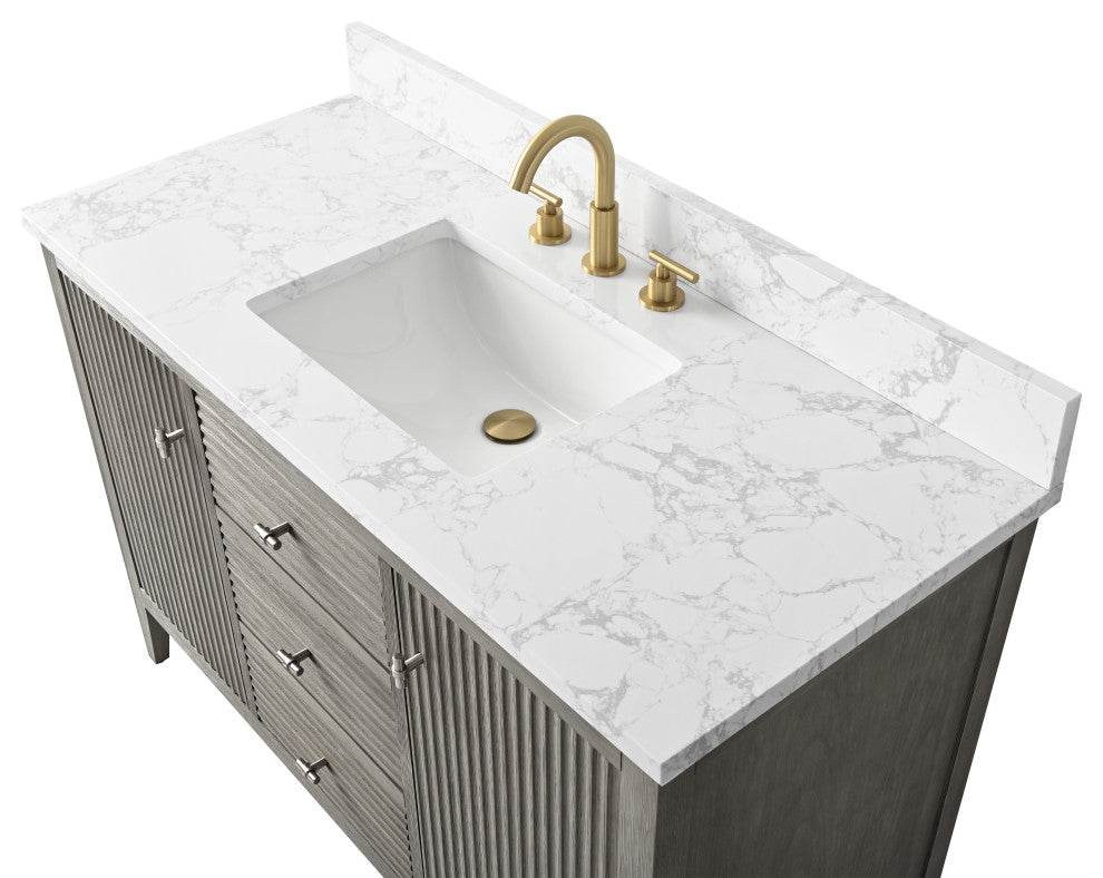 Vanity Art Freestanding Vanity, Driftwood Gray, 48", Single Sink, Golden Brushed