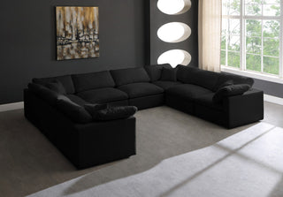 Plush Velvet / Down Standard Comfort 8-Piece U-Shaped Modular Sectional, Black