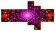 Purple Glowing Crystals In Space, Floral Canvas Art Print, 60"x32", 5 panels