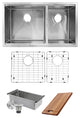 Nantucket SR-PS-3219-OS-16 Offset Double Bowl Prep Station S. Steel Sink