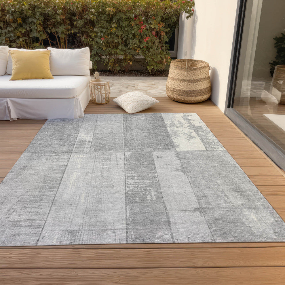 Machine Washable Indoor/Outdoor Chantille ACN1877 Gray 8' x 10' Rug
