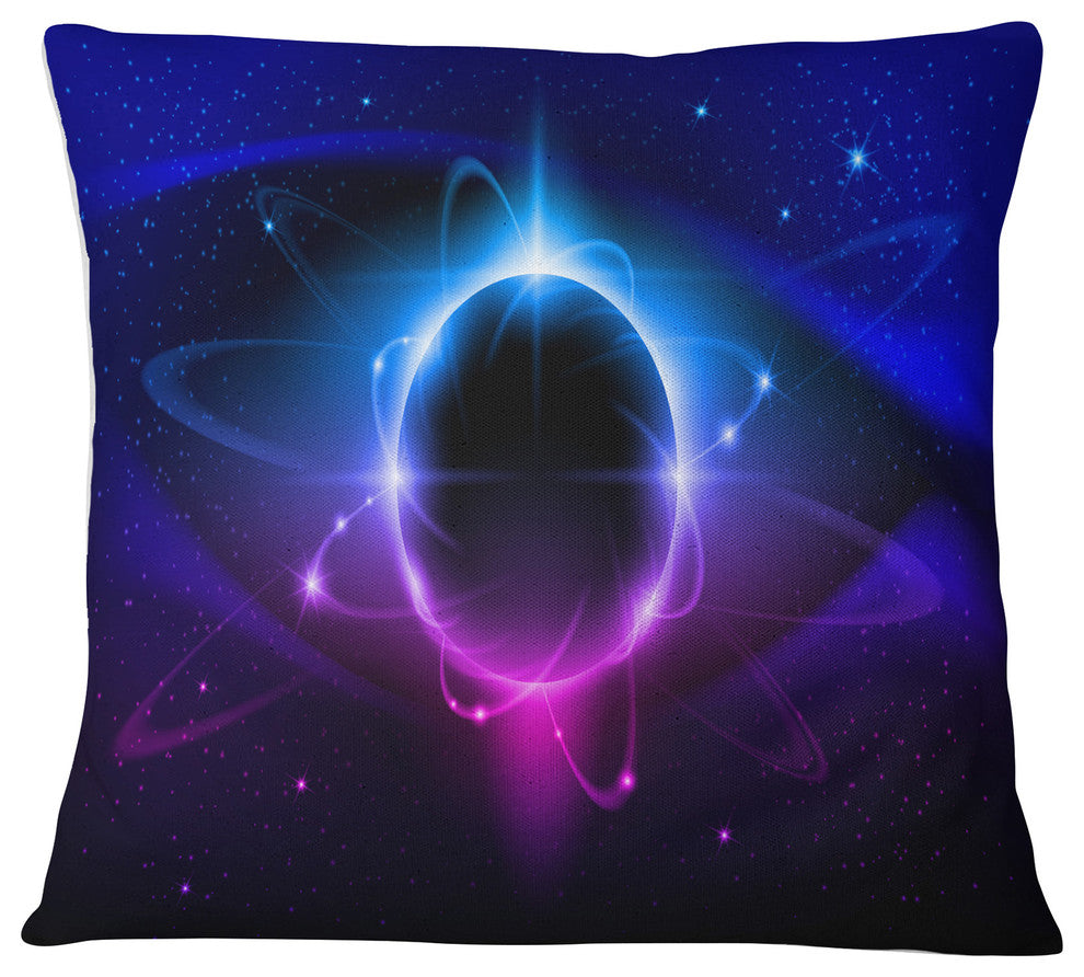 Fractal Black Star Contemporary Throw Pillow, 16"x16"