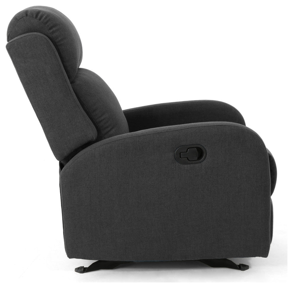 GDF Studio Ava Fabric Rocking Recliner, Dark Gray/Black