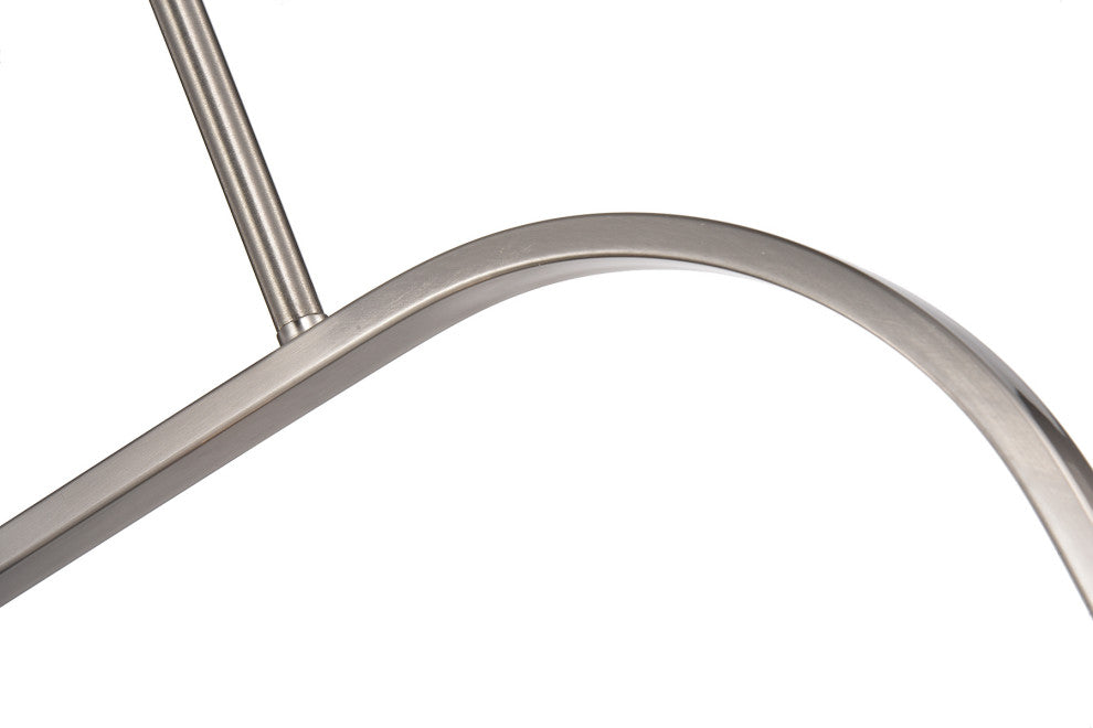4-Light Brushed Nickel and Wood Linear Chandelier With Seedy Glass Sconce