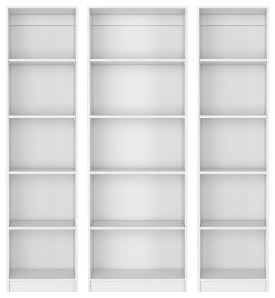 Parwan 3 Piece Living Room Set with 3 Bookcases, White