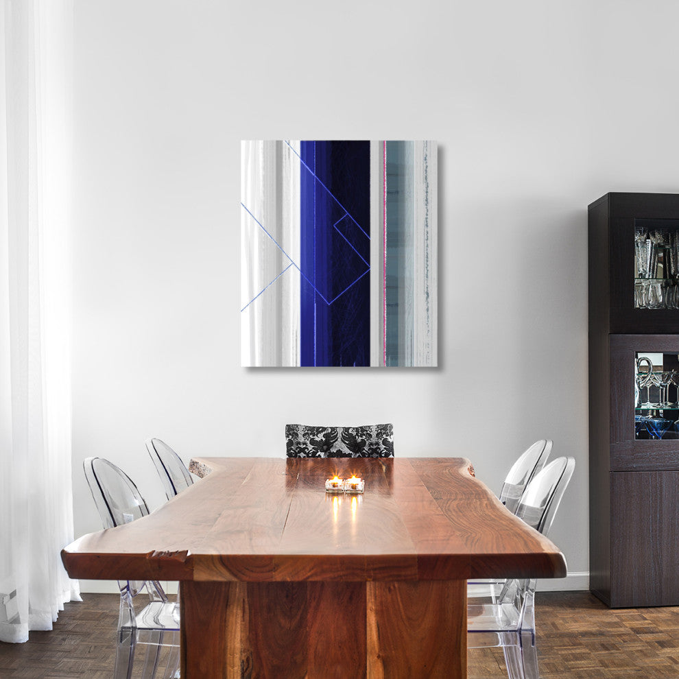 "Abstract White And Dark Blue" Fine Art Print