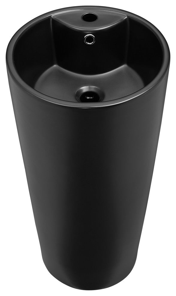 Monaco Circular Basin Pedestal Sink, Matte Black
