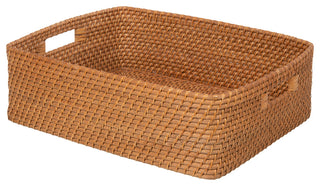 Laguna Rattan Shelf Basket With Liner, Honey Brown