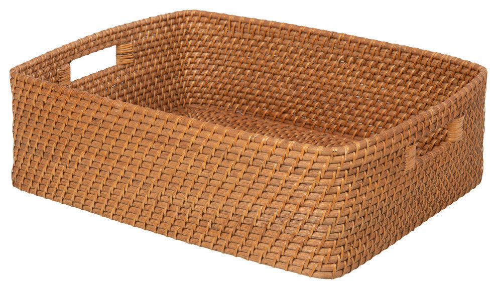Laguna Rattan Shelf Basket With Liner, Honey Brown