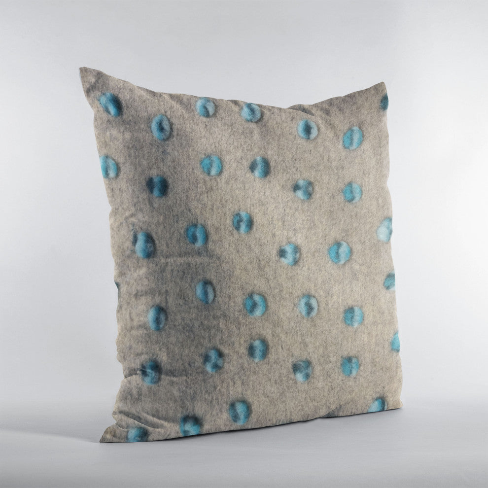 Plutus Blue Wool Dot Luxury Throw Pillow, 18"x18"