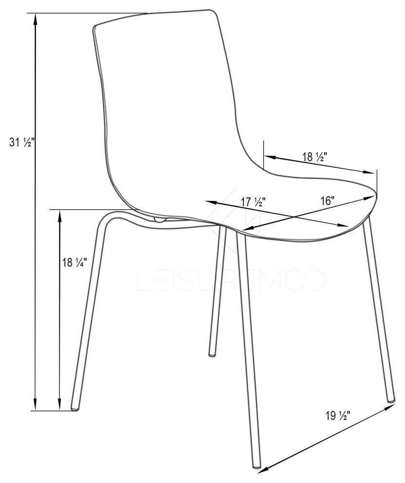 LeisureMod Modern Astor Plastic Dining Chair, Set of 4 Transparent Black