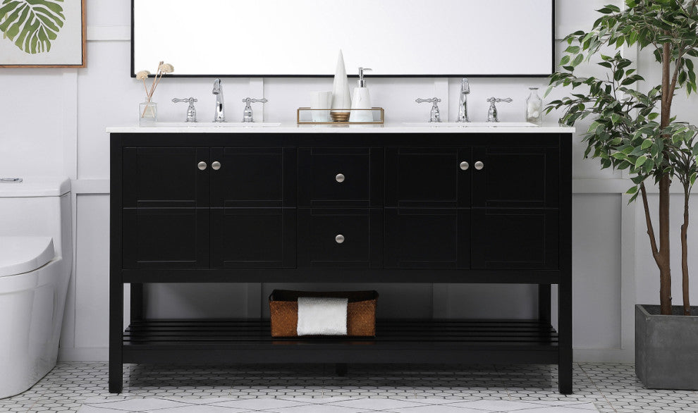 Tucker Black 60" Double Sink Bathroom Vanity