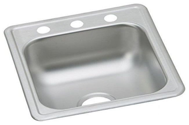 Elkay D117193 DAYTON Drop-In Single Bowl Bar Sink 3 Faucet Holes Satin