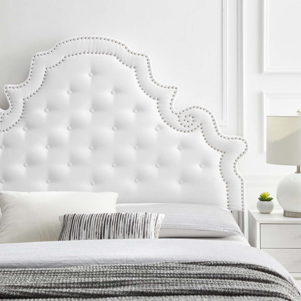 Diana Tufted Performance Velvet Twin Headboard White