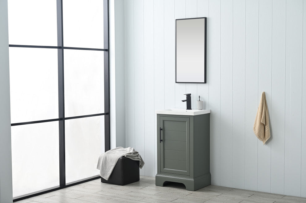Vanity Art Bathroom Vanity With Sink & Top, Vintage Green, 20", Black Stone