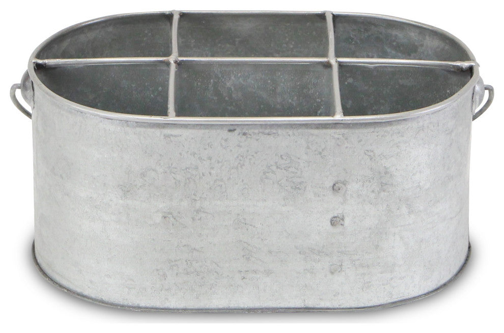 Six Slot Galvanized Metal Utensil Holder